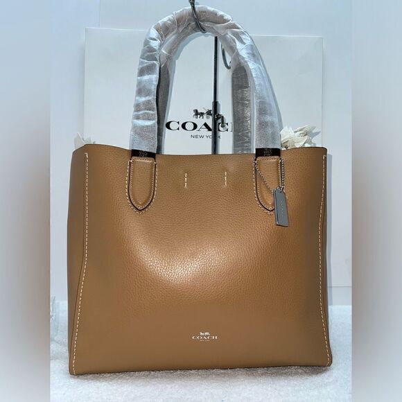 🆕🔥NWT! Coach DERBY Tote Handbag Pebble Leather Latte Msrp:$350.00 - Picture 4 of 9